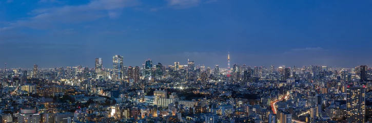 Türaufkleber Nachtansicht von Minato Ward, Tokio © Faula Photo Works