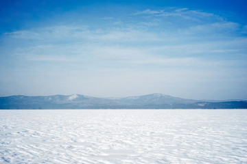 landscape of a frozen mountain lake