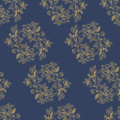 Vector abstract pattern of wreaths with items of Paisley, leaves and flowers.