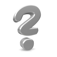 question mark silver 3d interrogation point ask sign query symbol search icon isolated white background
