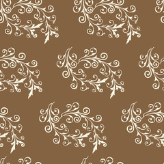 Vector abstract vintage pattern of twigs are woven into wreaths.