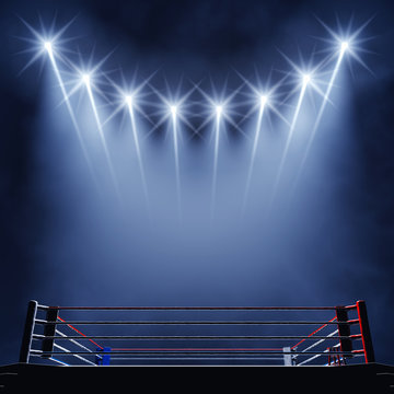 Boxing ring and floodlights , Boxing fight arena Stock Illustration | Adobe  Stock
