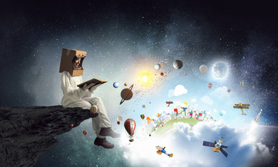 Obraz na płótnie Canvas Dreaming to explore space . Mixed media