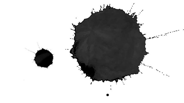 black ink droplet falls on the white surface. 3d render liquid with very high detail and alpha mask for compositing. Ver 2
