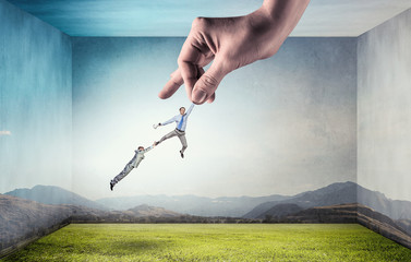 Hand of power and control    . Mixed media