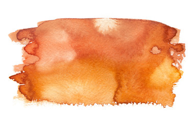 Vibrant yellow, orange and brown textured gradient painted in watercolor on clean white background - 138571165