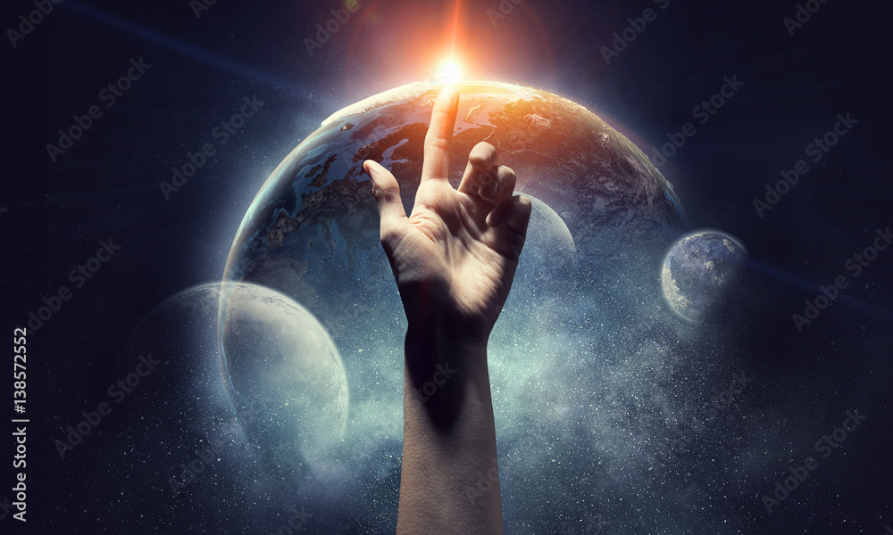 Wall mural idea of earth creation . mixed media