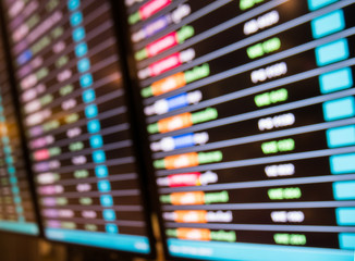 Blur of Arrivals and  departure board at nternational air port.