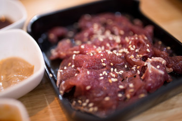 marinated pork with white sesame