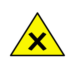 Yellow triangle with close x traffic sign icon.