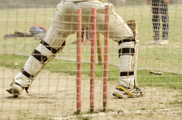 Cricket player netpractice