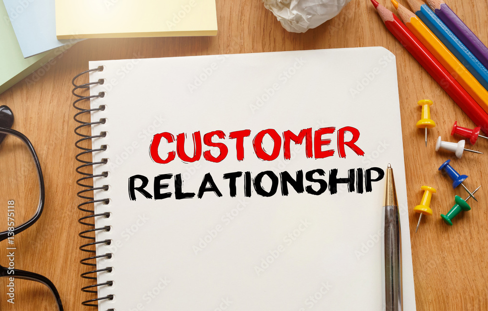 Poster notebook with toolls and notes about customer relationship