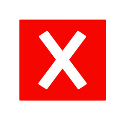 Close mark in red box. Vector icon.