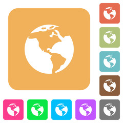 Earth rounded square flat icons