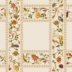 Abstract vintage pattern with decorative flowers, leaves and Paisley pattern in Oriental style. - 138576320
