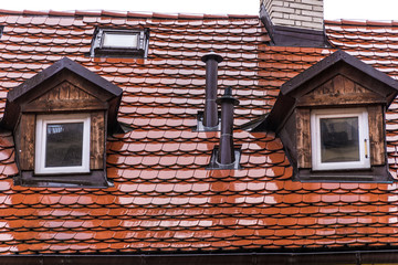 Prague. It is rainy. Roof