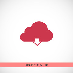 Vector cloud computing download icon, vector illustration. Flat design style