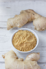 Grounded ginger and ginger root