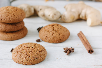 Ginger snaps on white