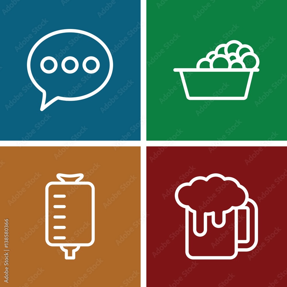 Poster set of 4 bubble outline icons