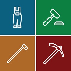 Set of 4 hammer outline icons