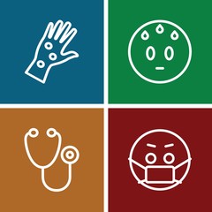 Set of 4 sick outline icons