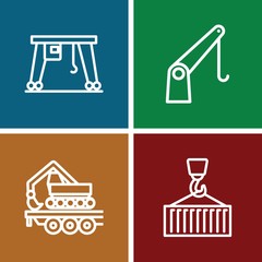 Set of 4 hoist outline icons