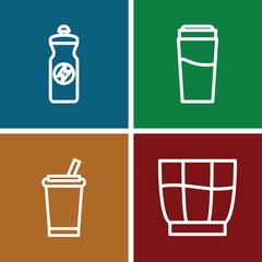 Set of 4 drinks outline icons