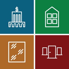 Fototapeta premium Set of 4 architectural outline icons