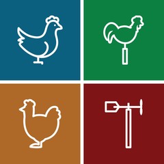 Set of 4 cock outline icons