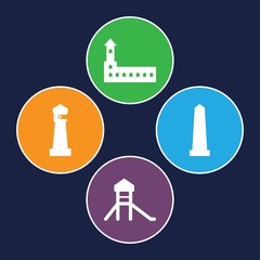 Set of 4 landmark filled icons