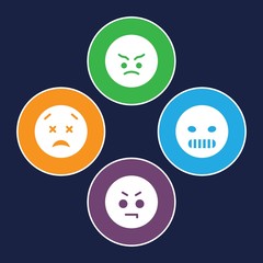 Set of 4 unhappy filled icons