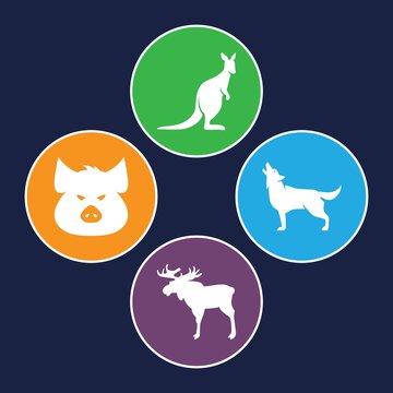 Set of 4 wildlife filled icons