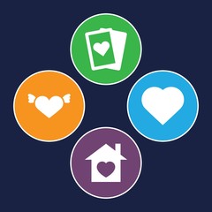Set of 4 hearts filled icons