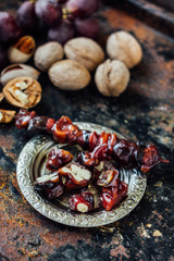 Sweet churchkhela with ingredients.