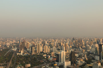 BANGKOK, THAILAND - FEBRUARY 8, 2017: Bangkok evening panoramic view from Baiyoke Tower 2, Thailand