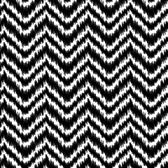 Ethnic black and white ikat abstract geometric chevron pattern, vector