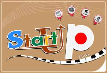 Startup  design made from the flag of Japan, conceptual vector illustration