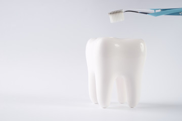 Toothbrush and tooth on Clean toilet, concept dental.
