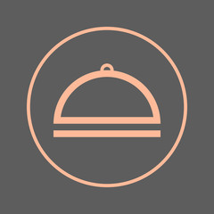 Food cover circular line icon. Cloche round colorful sign. Flat style vector symbol