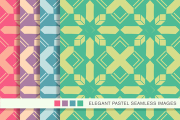 Seamless pastel background set crystal cross check square