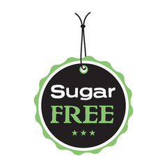 Isolated black tag with the text sugar free written in white and green