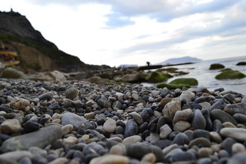 sea,beach,Crimea,Sudak,fortress,castle,Genoese fortress,Ukraine,mountains,cliffs,rocks, sea,sky,blue sky,sun,sea, stones,waves,spray,water,cat,gray cat,cat,smoothie,drink,glass,cherry,cocktail,Seagull