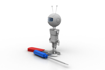 3d robot with screwdriver