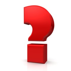 question mark 3d red isolated glossy metal 9