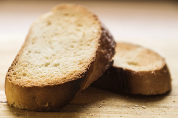 Toast bread on wooden table