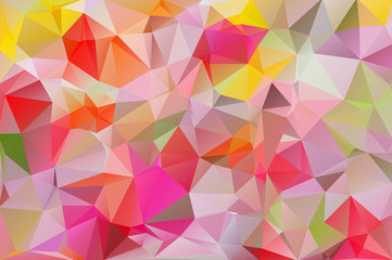 Abstract low poly triangles background. Futuristic pattern. Geometric polygonal design. Multicolor. Warm colors and shades