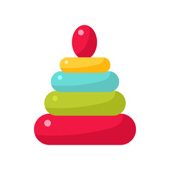 Colorful Pyrmid Constructor For Infants, Object From Baby Room, Happy Childhood Cute Illustration