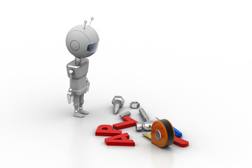 Naklejka premium 3d robot with equipments