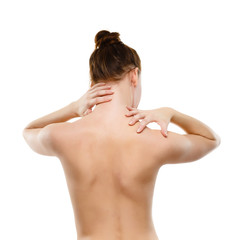 Woman massaging pain back 